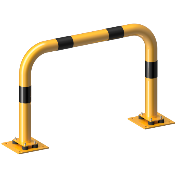 Anti-nudge hoop | flexible, tiltable | steel tube  76 mm | yellow / black | total width: 1000 mm | height above ground: 650 mm